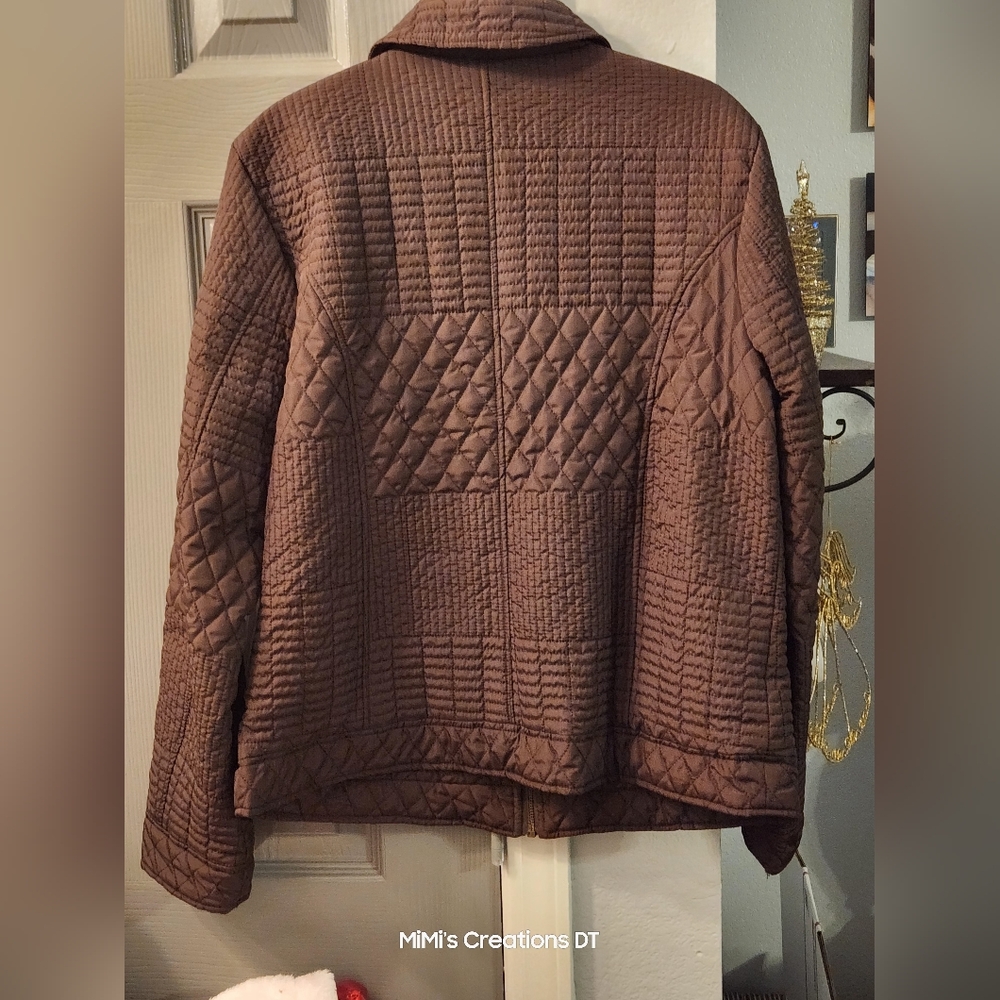 Lanalee Brown Vintage Quilted Full Zip Jacket Size 16 EUC - Picture 5 of 6